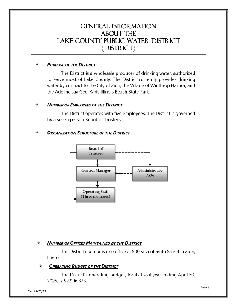 General Information on the District - page 1